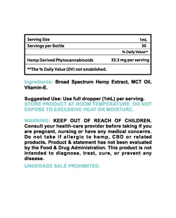 CBD Broad Spectrum MCT Oil Tincture 30ml 1000mg | Live Green Hemp