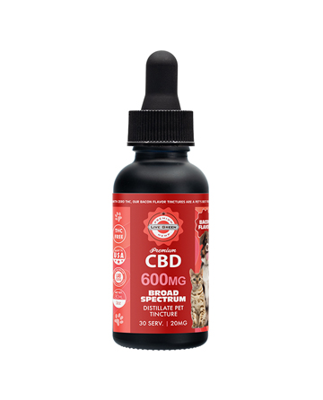 CBD Broad Spectrum MCT Oil T-Free Pet Tincture for Dogs Bacon 30ml 600mg