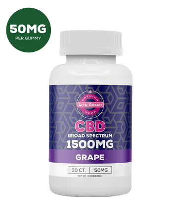 CBD Broad Spectrum Infused Gummies 30ct 1500mg / 60ct 3000mg | Live Green Hemp