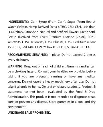 Delta 8 Classic Gummy Sour Bears 20pcs 500mg | Live Green Hemp