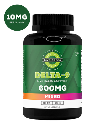 Delta 9 Infused Gummies Assorted Mix 60ct 600mg | Live Green Hemp