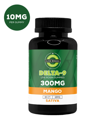 Delta 9 Infused Gummies Mango 30ct 300mg | Live Green Hemp