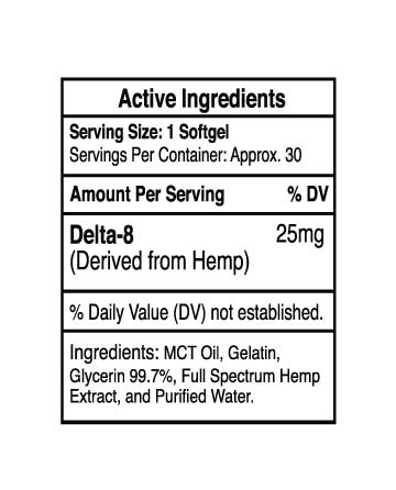 Delta 8 Softgels 30pcs 750mg | Live Green Hemp