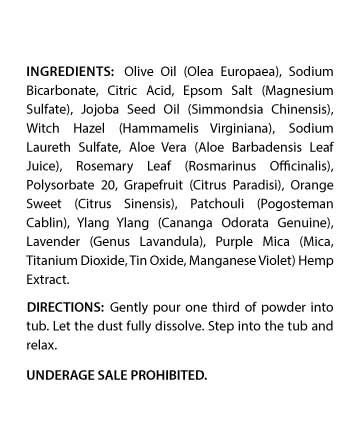 CBD Bath Dust Calm and Unwind Purple 14oz 200mg | Live Green Hemp