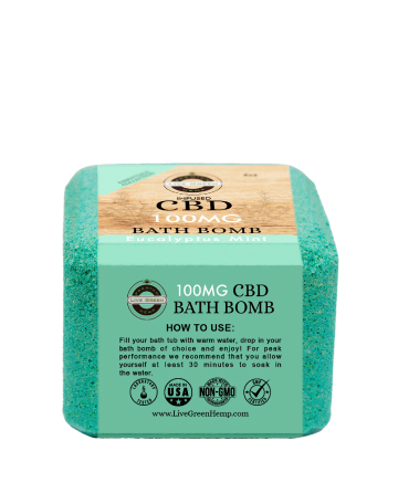 CBD Essential Oil Collection Bath Bombs Eucalyptus Mint 4oz 100mg | Live Green Hemp