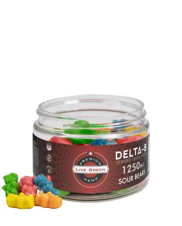 Delta 8 Classic Gummy Sour Bears 50pcs 1250mg | Live Green Hemp