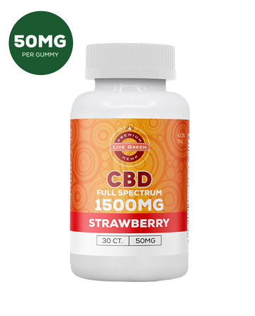 CBD Full Spectrum Infused Gummies Strawberry 30ct 1500mg | Live Green Hemp