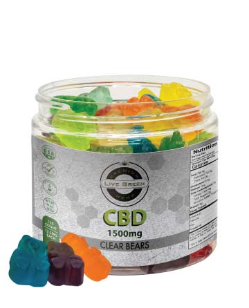 CBD Gummy Clear Bears 16oz 1500mg | Live Green Hemp