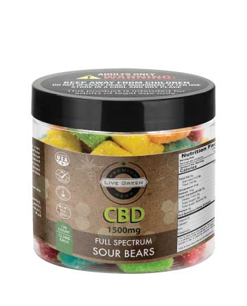 CBD Full Spectrum Gummy  Sour Bears 16oz 1500mg | Live Green Hemp