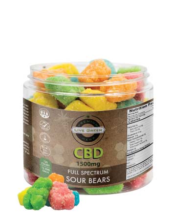 CBD Full Spectrum Gummy  Sour Bears 16oz 1500mg | Live Green Hemp
