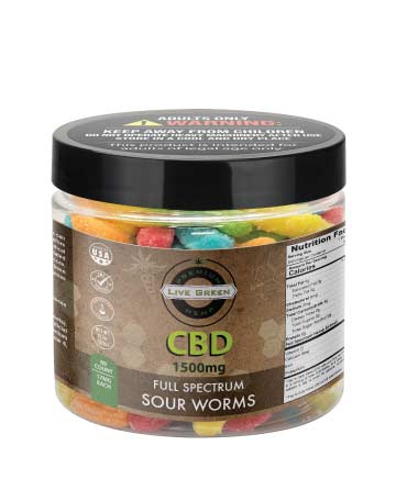CBD Full Spectrum Gummy Sour Worms 16oz 1500mg | Live Green Hemp