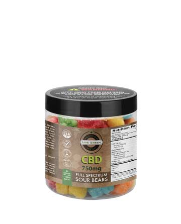 CBD Full Spectrum  Gummy Sour Bears 8oz 750mg | Live Green Hemp
