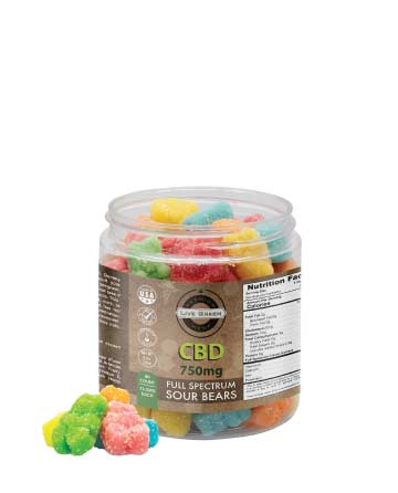 CBD Full Spectrum  Gummy Sour Bears 8oz 750mg | Live Green Hemp