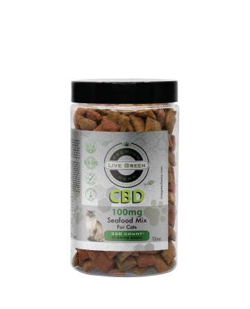 CBD Pet Cat Treats Seafood Mix 12oz 100mg | Live Green Hemp
