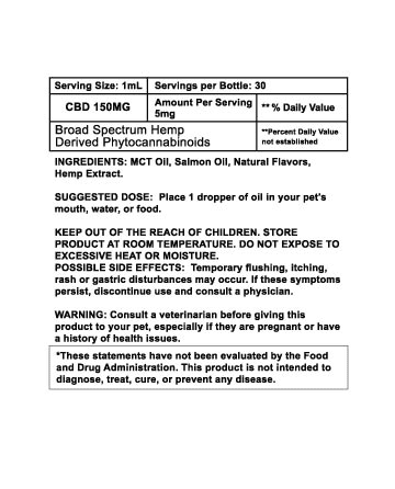 CBD Broad Spectrum MCT Oil T-Free Pet Tincture 30ml | Live Green Hemp