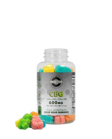 CBG/CBD Full Spectrum Gummy Sour Bears 30pcs 600mg | Live Green Hemp
