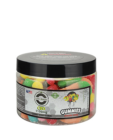 CBD Gummy Sour Worms 12oz 1150mg | Live Green Hemp