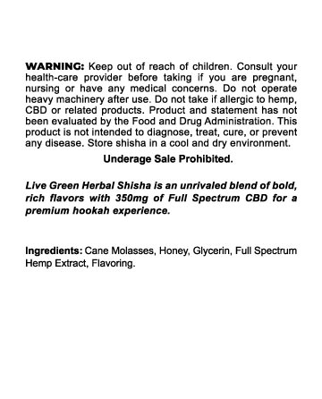 CBD Herbal Shisha  Berry Ice 350mg | Live Green Hemp