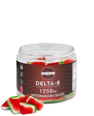 Delta 8 Classic Gummy Watermelon Slices 50pcs 1250mg | Live Green Hemp