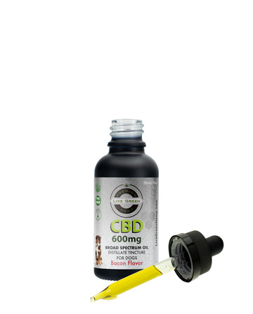 CBD Broad Spectrum MCT Oil T-Free Pet Tincture for Dogs Bacon 30ml 600mg | Live Green Hemp