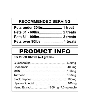 CBD Pet Treats Hip and Joint 16oz 1200mg | Live Green Hemp