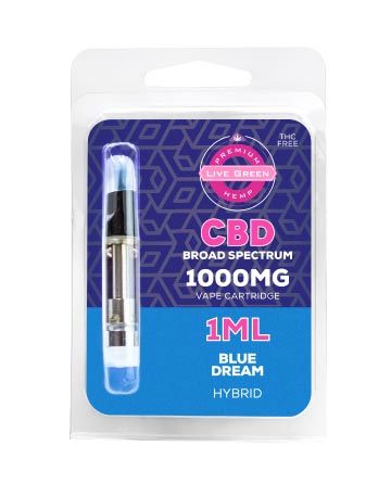 CBD Broad Spectrum Cartridge - Hybrid - Blue Dream 1ml 1000mg | Live Green Hemp
