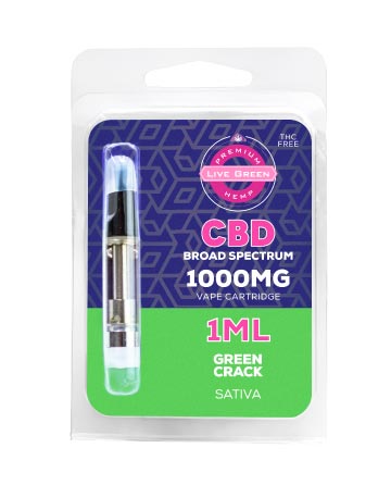 CBD Broad Spectrum Cartridge - Sativa - Green Crack 1ml 1000mg | Live Green Hemp