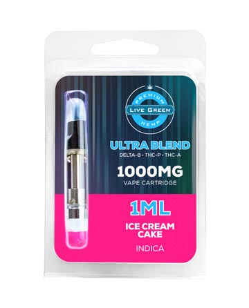 Ultra Blend Vape Cartridge - Indica - Ice Cream Cake 1ml 1000mg | Live Green Hemp