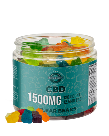CBD Gummy Clear Bears 16oz 1500mg | Live Green Hemp