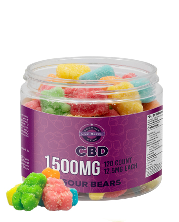 CBD Gummy Sour Bears 16oz 1500mg | Live Green Hemp