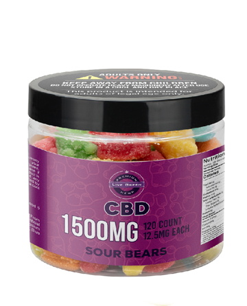CBD Gummy Sour Bears 16oz 1500mg | Live Green Hemp