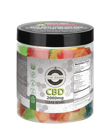 CBD Gummy Clear Bears 19oz 2000mg | Live Green Hemp