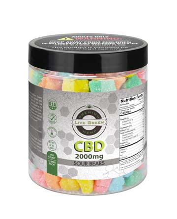 CBD Gummy Sour Bears 19oz 2000mg | Live Green Hemp