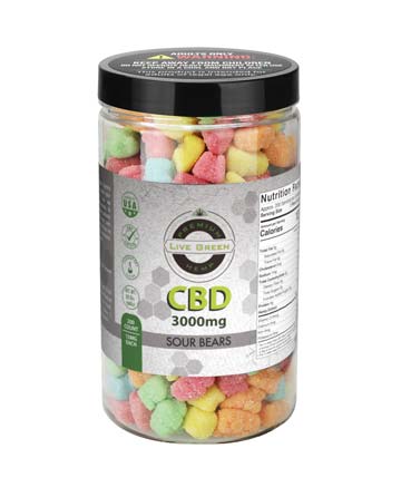 CBD Gummy Sour Bears 32oz 3000mg | Live Green Hemp