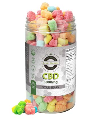 CBD Gummy Sour Bears 32oz 3000mg | Live Green Hemp