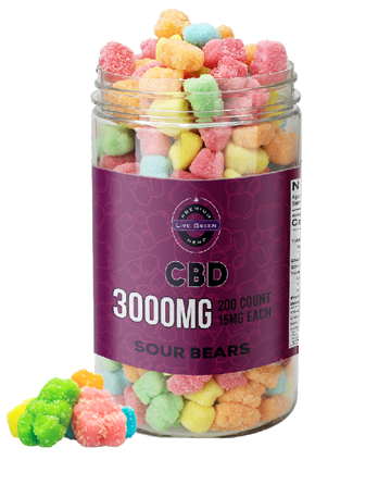 CBD Gummy Sour Bears 32oz 3000mg | Live Green Hemp