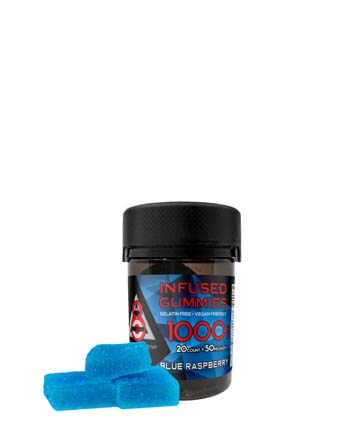 Delta 8 Infused Gummies Blue Raspberry 20ct 1000mg | Live Green Hemp