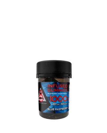 Delta 8 Infused Gummies Blue Raspberry 20ct 1000mg | Live Green Hemp