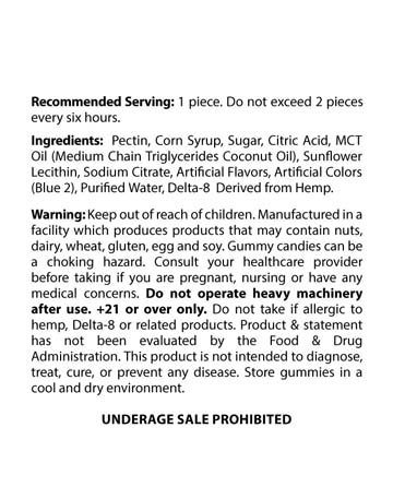 Delta 8 Infused Gummies Blueberry 15pcs 450mg | Live Green Hemp