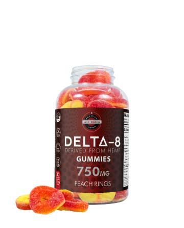 Delta 8 Gummy Peach Rings 30ct 750mg | Live Green Hemp