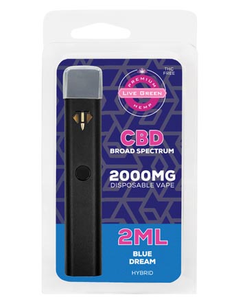 CBD Broad Spectrum Disposable Vape 2ml 2000mg | Live Green Hemp