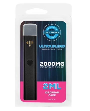 Ultra Blend Disposable Vape - Indica - Ice Cream Cake 2ml 2000mg | Live Green Hemp