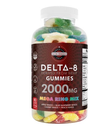 Delta 8 Mega Ring Mix 80ct 2000mg | Live Green Hemp