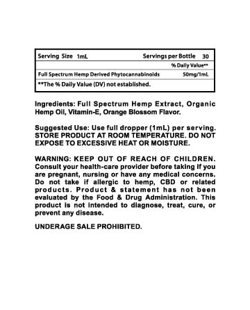 CBD Full Spectrum Hempseed Oil Tincture Orange Blossom 30ml 1500mg | Live Green Hemp