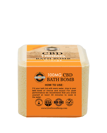 CBD Essential Oil Collection Bath Bombs Orange 4oz 100mg | Live Green Hemp