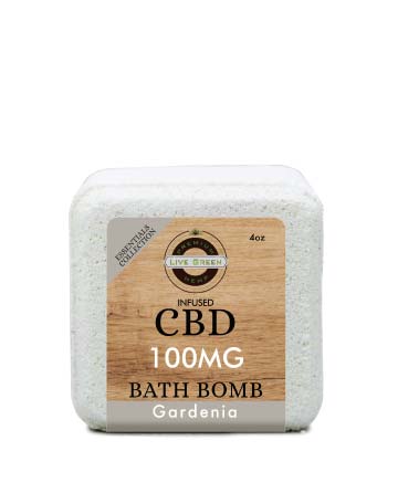 CBD Essential Oil Collection Bath Bombs Gardenia 4oz 100mg | Live Green Hemp