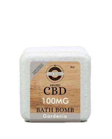CBD Essential Oil Collection Bath Bombs Gardenia 4oz 100mg | Live Green Hemp
