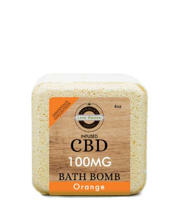 CBD Essential Oil Collection Bath Bombs Orange 4oz 100mg | Live Green Hemp