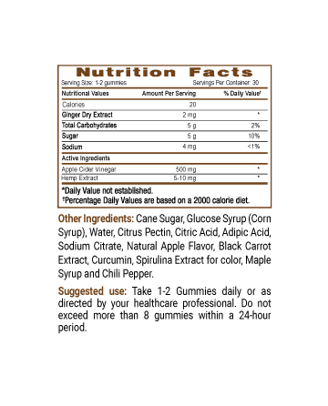 CBD Nutritional Gummy Apple Cider Vinegar 60pcs 300mg | Live Green Hemp