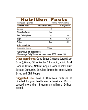 Nutritional Gummy Apple Cider Vinegar 60pcs 300mg NO CBD | Live Green Hemp